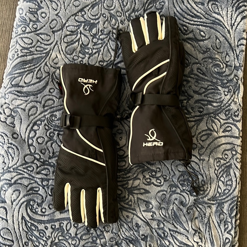 HEAD OUTLAST Black & White Ski/Snow/Winter WATERPROOF Gloves,